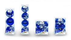 Set 3 globuri 80mm albastre decor glitter argintiu foto