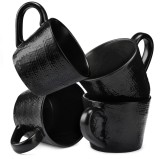 Set 4 Cani Navaris Linen Artisan, 350ml, 4 piese, negru, ceramica, NAV001WX8DR029C