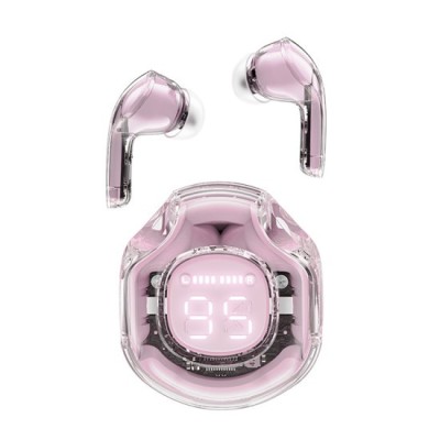 Casti Bluetooth 5.3, Type-C, IPX4, AI Call Noise Reduction, Display Digital - Acefast (T8) - Lotus Pink foto
