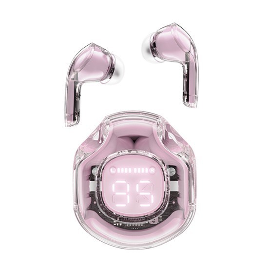 Casti Bluetooth 5.3, Type-C, IPX4, AI Call Noise Reduction, Display Digital - Acefast (T8) - Lotus Pink