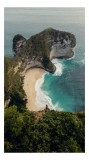 Tablou Canvas, "Priveliște spectaculoasă la mare de smarald", Ocean, Plajă, St&acirc;nci, Valuri, Vegetație, Cer, Peisaj, Persoană, Culoare., 26 x 39 cm, CM