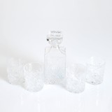 Set whisky 5 piese din sticla gravata, carafa 1000 ml si 4 pahare 340 ml