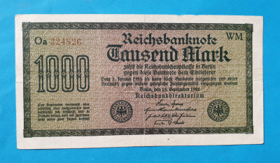 GERMANIA 1000 Mark 1922 - Bancnota veche originala - Superba foto