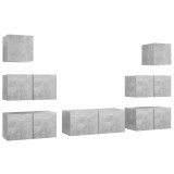 Cumpara ieftin Set de dulapuri TV, 7 piese, gri beton, lemn prelucrat