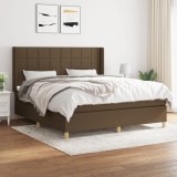 vidaXL Pat box spring cu saltea, maro &icirc;nchis, 160x200 cm, textil 3132004