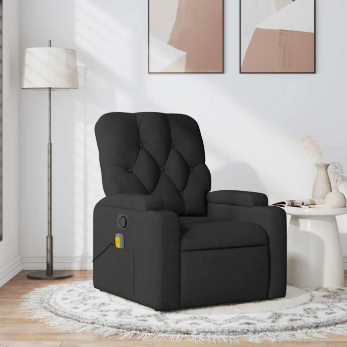 vidaXL Fotoliu de masaj rabatabil, negru, material textil 372493
