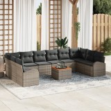 vidaXL Set Canapea Grădină 11 pcs Gri Mari Ratan