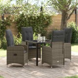 vidaXL Set de masă pentru grădină cu pernă 5 pcs Gri Rattan poli