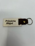 Breloc chei din lemn,gravat la laser cu textul Primaria Blajel