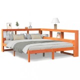 Cumpara ieftin Pat cu biblioteca fara saltea maro 150x200 cm lemn masiv de pin