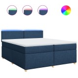 Cumpara ieftin Pat box spring cu saltea, albastru, 200x200 cm, textil