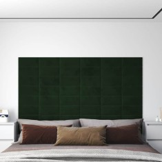 vidaXL Panouri de perete 12 buc. verde &icirc;nchis 30x15 cm catifea 0,54 m&sup2; 343781