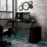 Birou de gaming LED cu picioare &icirc;n forma de Y negru 90x60x75 cm GartenMobel Dekor, vidaXL