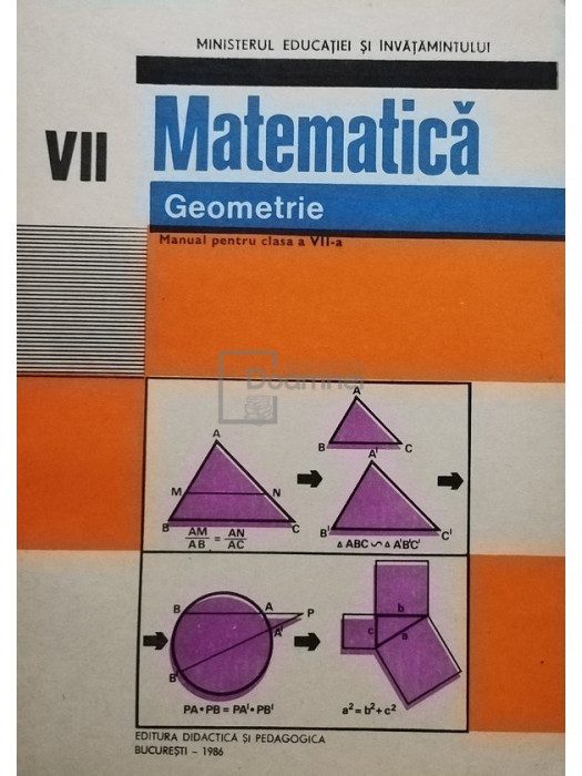 Ion Cuculescu - Matematica, geometrie - Manual pentru clasa a VII-a (editia 1986)