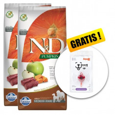 Farmina N&amp;amp;amp;D dog GF PUMPKIN adult Medium &amp;amp;amp; Maxi, venison &amp;amp;amp; apple 2x12 kg + Arpalit NEO GRATUIT foto