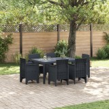 VidaXL Set de masă pentru grădină 7 pcs Antracit Rattan PE