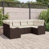 VidaXL Set de canapele pentru grădină 6 pcs maro și alb Rattan poli 3354507