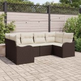 VidaXL Set de canapele pentru grădină cu pernă 6 pcs Maro Rattan poli