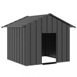 VidaXL Casă pentru c&acirc;ini cu acoperiș 131x101x102 cm oțel galvanizat