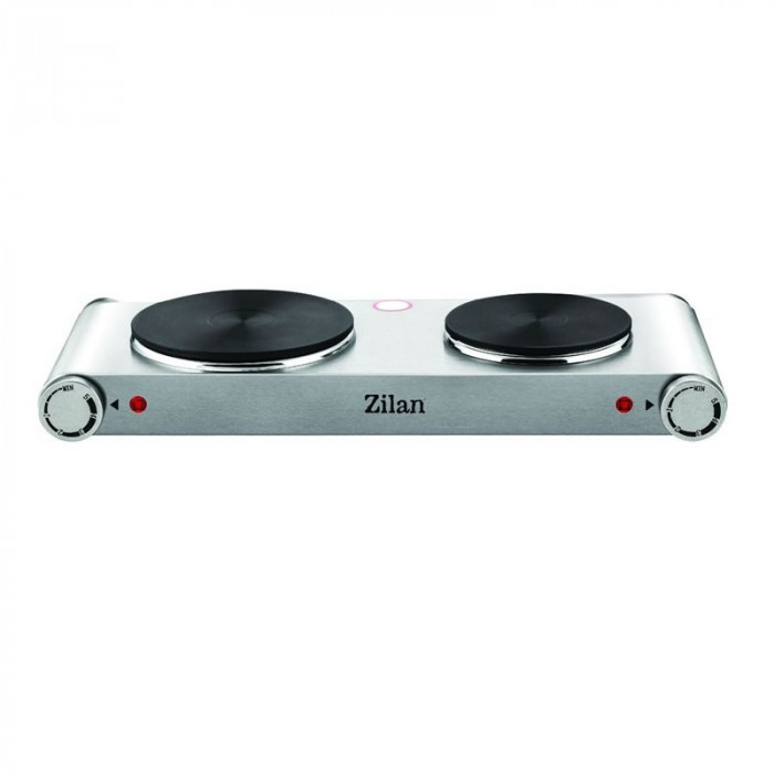 Plita electrica inox Zilan, 2 arzatoare, 2250 W