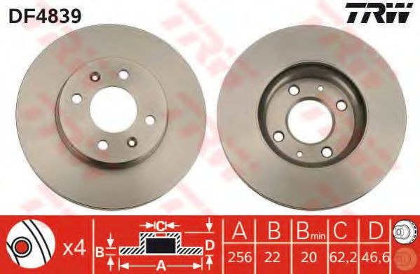 Disc frana HYUNDAI i20 (PB, PBT) (2008 - 2014) TRW DF4839