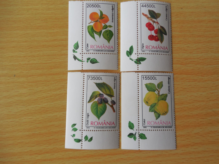 Serie timbre romanesti flora fructe flori nestampilate Romania MNH