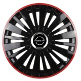 Cumpara ieftin Set 4 Capace Roti pentru Nissan Nou, model Falcon Black Cu Rama Rosie, R16, NISSAN
