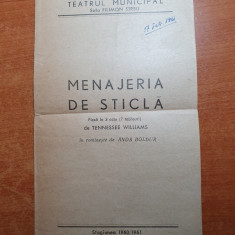 program teatrul municipal sala filimon sarbu 1961-lucia sturdza bulandra