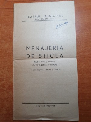 program teatrul municipal sala filimon sarbu 1961-lucia sturdza bulandra foto