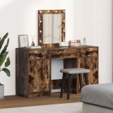 VidaXL Set masă toaletă cu LED 3 piese stejar fumuriu lemn prelucrat