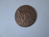 Moneda Olanda Indiile de Est Neerlandeze 1 Duit 1728, Diametru 21.5mm, Greutate 2.62g