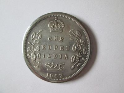 India 1 Rupee 1903 fals de epoca din material argintat foto