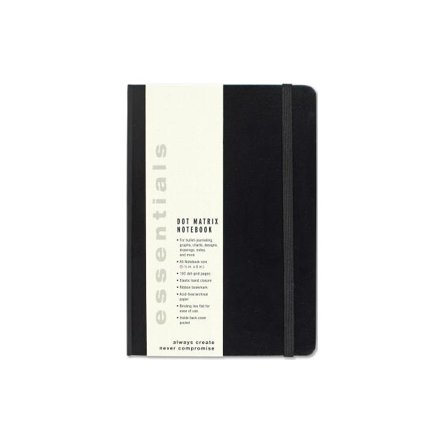 Esstentials Large Black Dot Matrix Notebook (Diary, Journal)