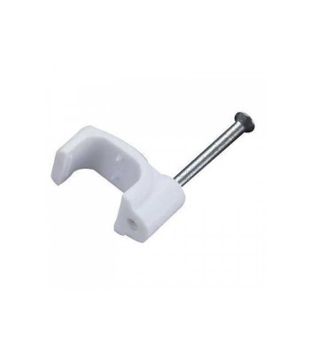 Cleme clips fixare cablu patrat plastic cu cui 4mm alb 100buc Well foto