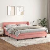 Cumpara ieftin Pat box spring cu saltea, roz, 160x200 cm, catifea
