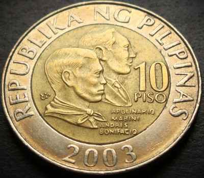 Moneda bimetal 10 PISO - FILIPINE, anul 2003 * cod 4722 A foto