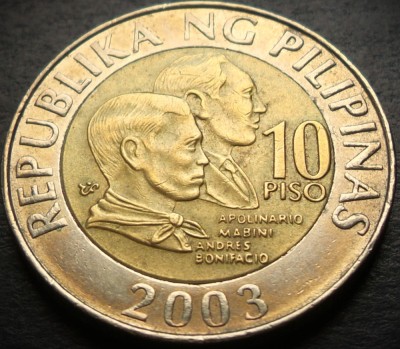 Moneda bimetal 10 PISO - FILIPINE, anul 2003 * cod 4722 A foto