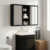 vidaXL Dulap de perete pentru baie Stejar Negru 20 x 10 x 50 cm 889280