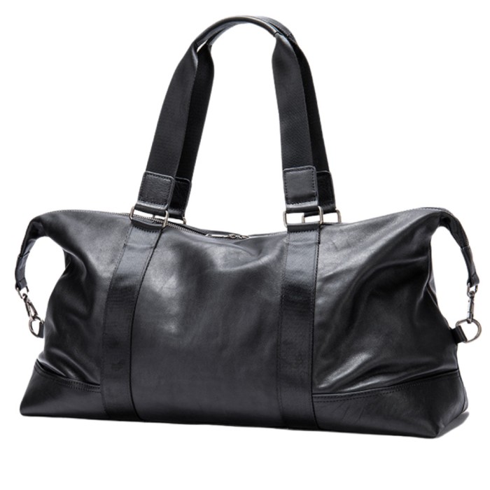 Geanta voiaj, fitness, BUSY LDY&amp;GTM&reg; Maverick, piele naturala, compartiment laptop, unisex, capacitate mare, neagra