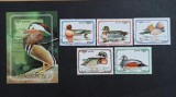 Seria Completă + Coliță Cambodgia 1993 - Rațe Exotice, Rața Mandarin, Expoziția Bangkok, 6v - Ștampilate -A242, Stampilat