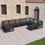 Gossi set mobilier de gradina, 9 piese, negru, lemn masiv de pin