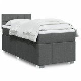 vidaXL Pat box spring cu saltea, gri &icirc;nchis, 100x200 cm, textil 3286980
