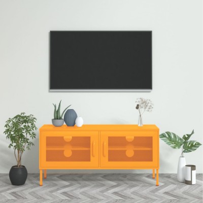 vidaXL Comodă TV, galben muștar, 105x35x50 cm, oțel foto