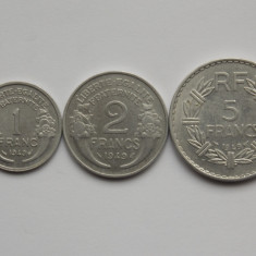 LOT 3 MONEDE 1,2,5 FRANCS 1949 FRANTA