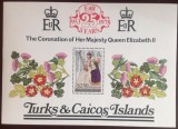 Ins. Turks si Caicos, aniversarea incoronarii reginei Elisabeta a 2-a, bloc, 1978, MNH, Nestampilat