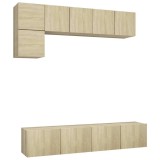Cumpara ieftin Set de dulapuri TV, 5 piese, stejar sonoma, lemn prelucrat