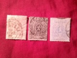 3 Timbre Belgia 1866 - Emblema , valorile 1c , 2c si 5c stampilate