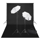 Cumpara ieftin Kit studio foto, fundal negru, 600 x 300 &amp; lumini
