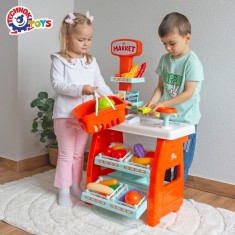 Tejghea de vanzari supermarket, Technok, cu efecte sonore, si accesorii, casa de marcat, cititor de card, legume si fructe