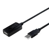CABLU USB LOGILINK prelungitor, USB 2.0 (T) la USB 2.0 (M), 10m, activ (permite folosirea unui cablu USB lung), negru, &quot;UA0143&quot; (timbru verde 0.08 lei